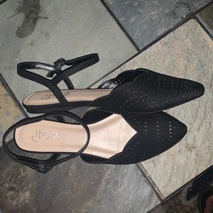 Black eyelet sandals